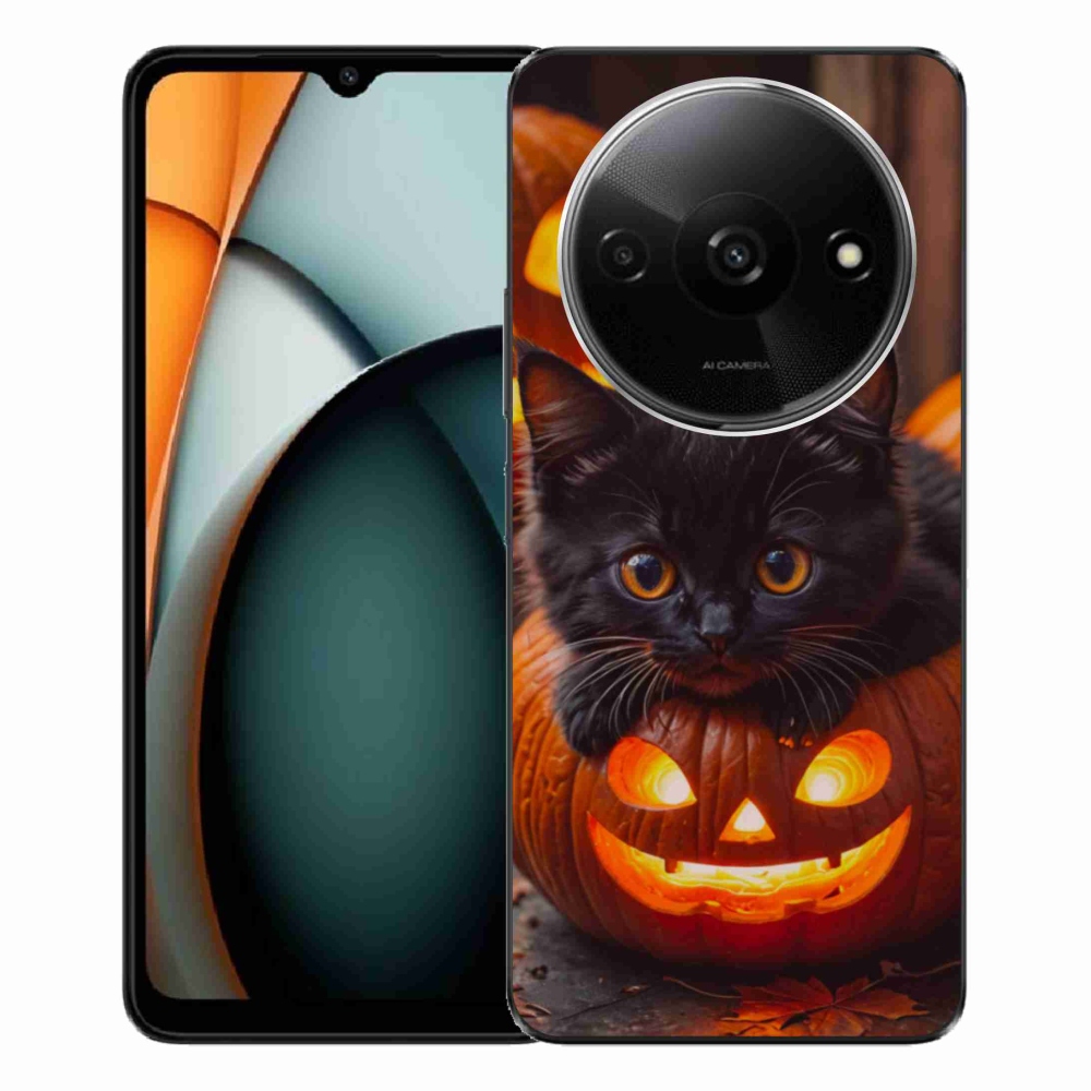 Gelový kryt mmCase na Xiaomi Redmi A3 - kotě a dýně