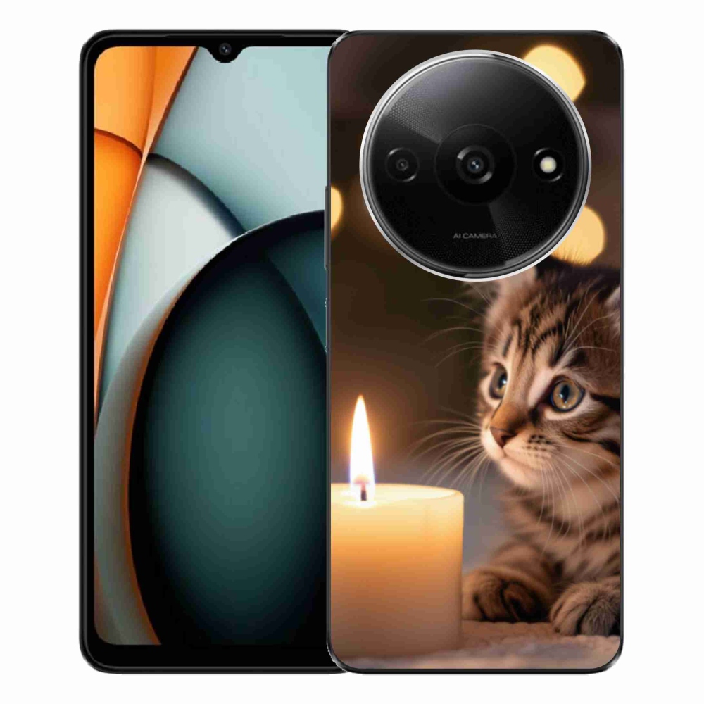Gelový kryt mmCase na Xiaomi Redmi A3 - kotě a svíčka