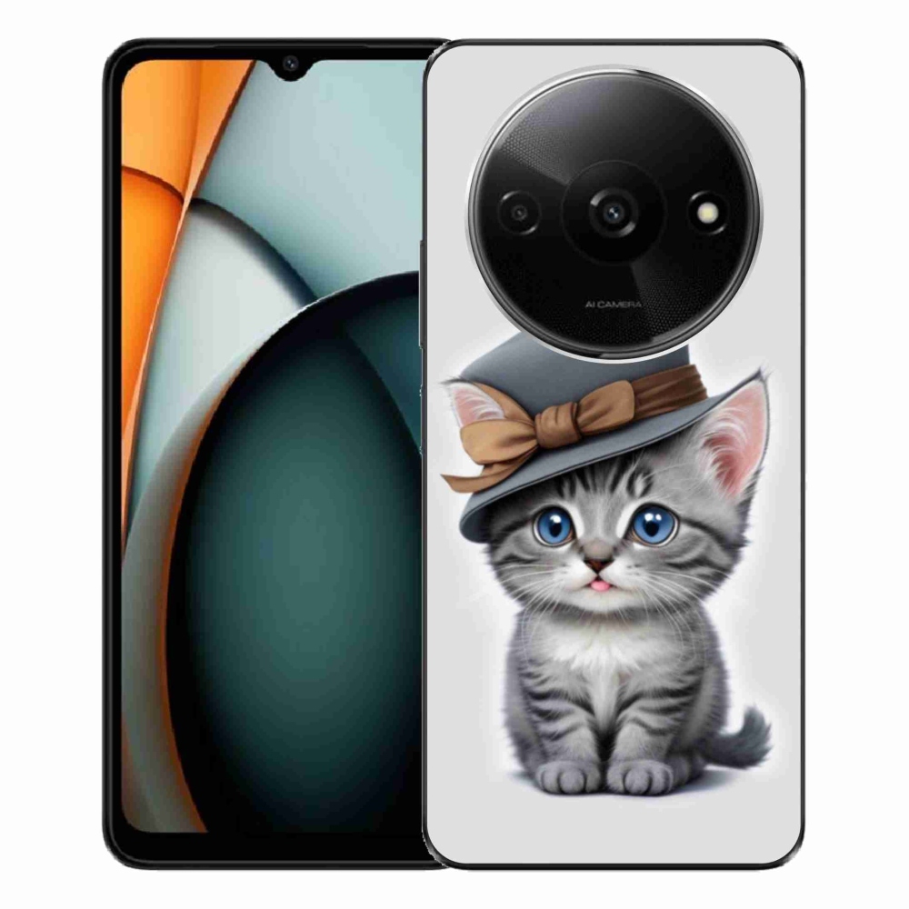 Gelový kryt mmCase na Xiaomi Redmi A3 - kotě s kloboukem