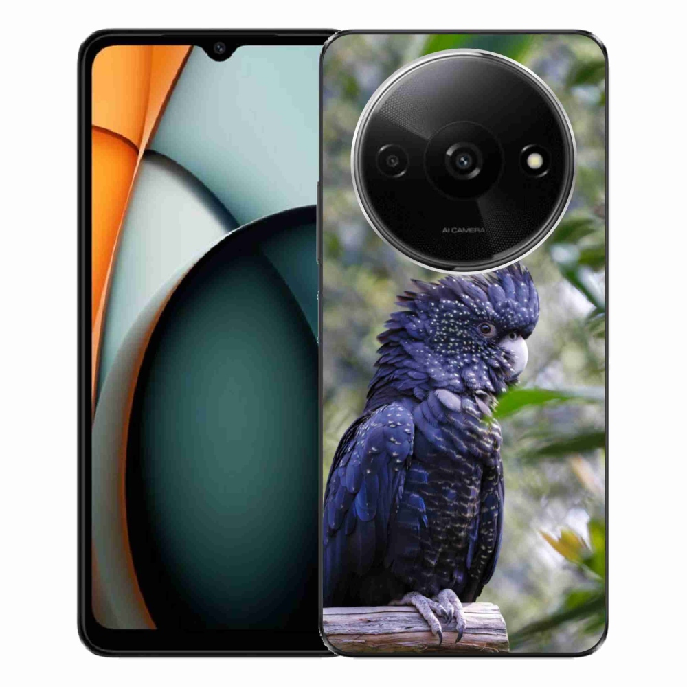 Gelový kryt mmCase na Xiaomi Redmi A3 - papoušek kakadu černý