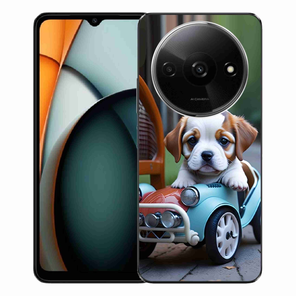Gelový kryt mmCase na Xiaomi Redmi A3 - štěně v retro autě