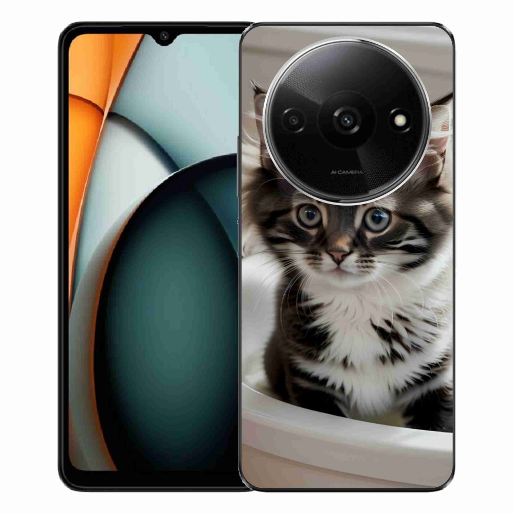 Gelový kryt mmCase na Xiaomi Redmi A3 - zvědavé kotě