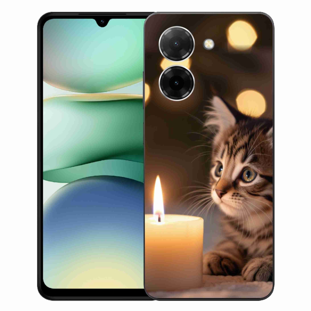 Gelový kryt mmCase na Xiaomi Redmi A5 (171.7x77.8x8.3mm) - kotě a svíčka