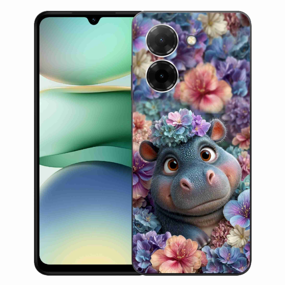 Gelový kryt mmCase na Xiaomi Redmi A5 171mm - hrošík v květinách