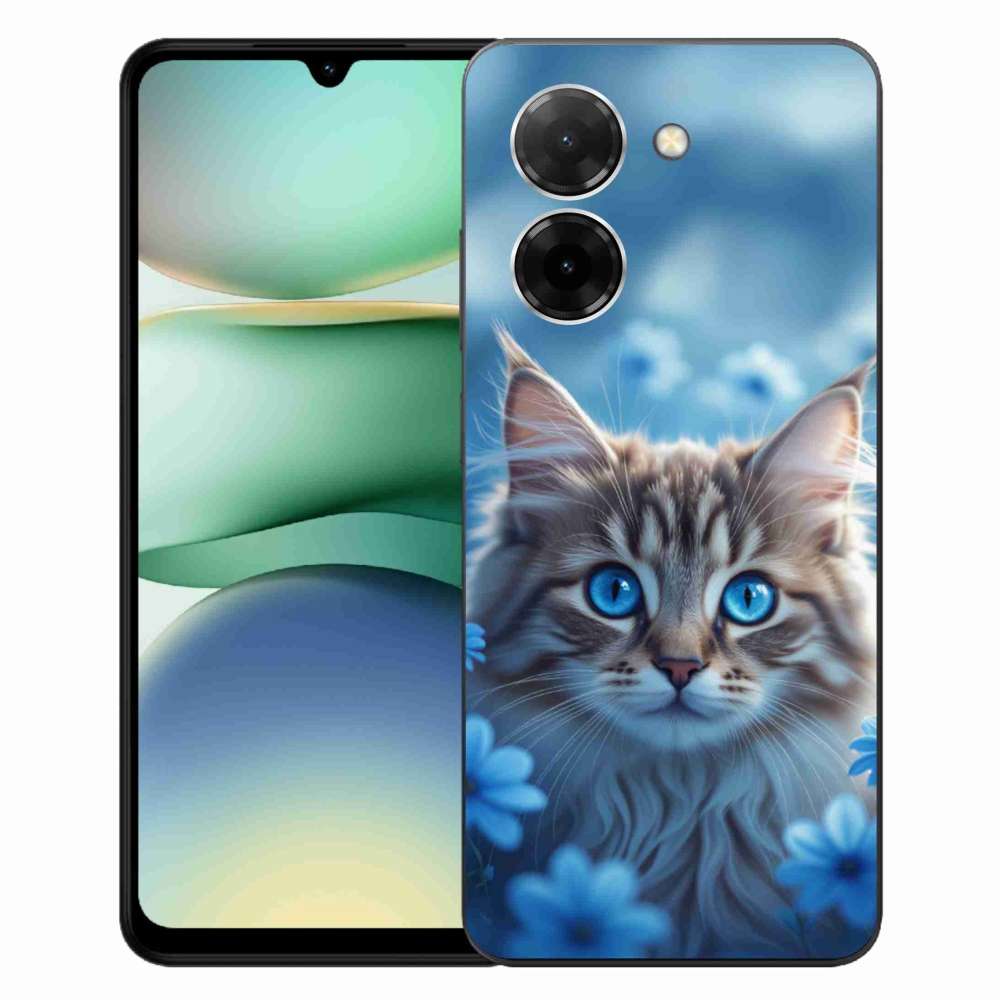 Gelový kryt mmCase na Xiaomi Redmi A5 171mm - koťátko v modrých květech