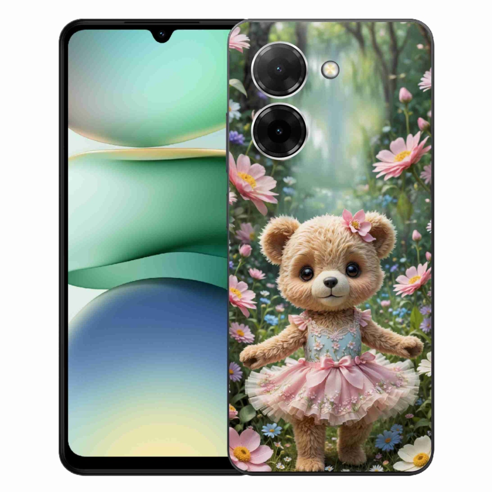 Gelový kryt mmCase na Xiaomi Redmi A5 171mm - roztomilý medvídek v květinách