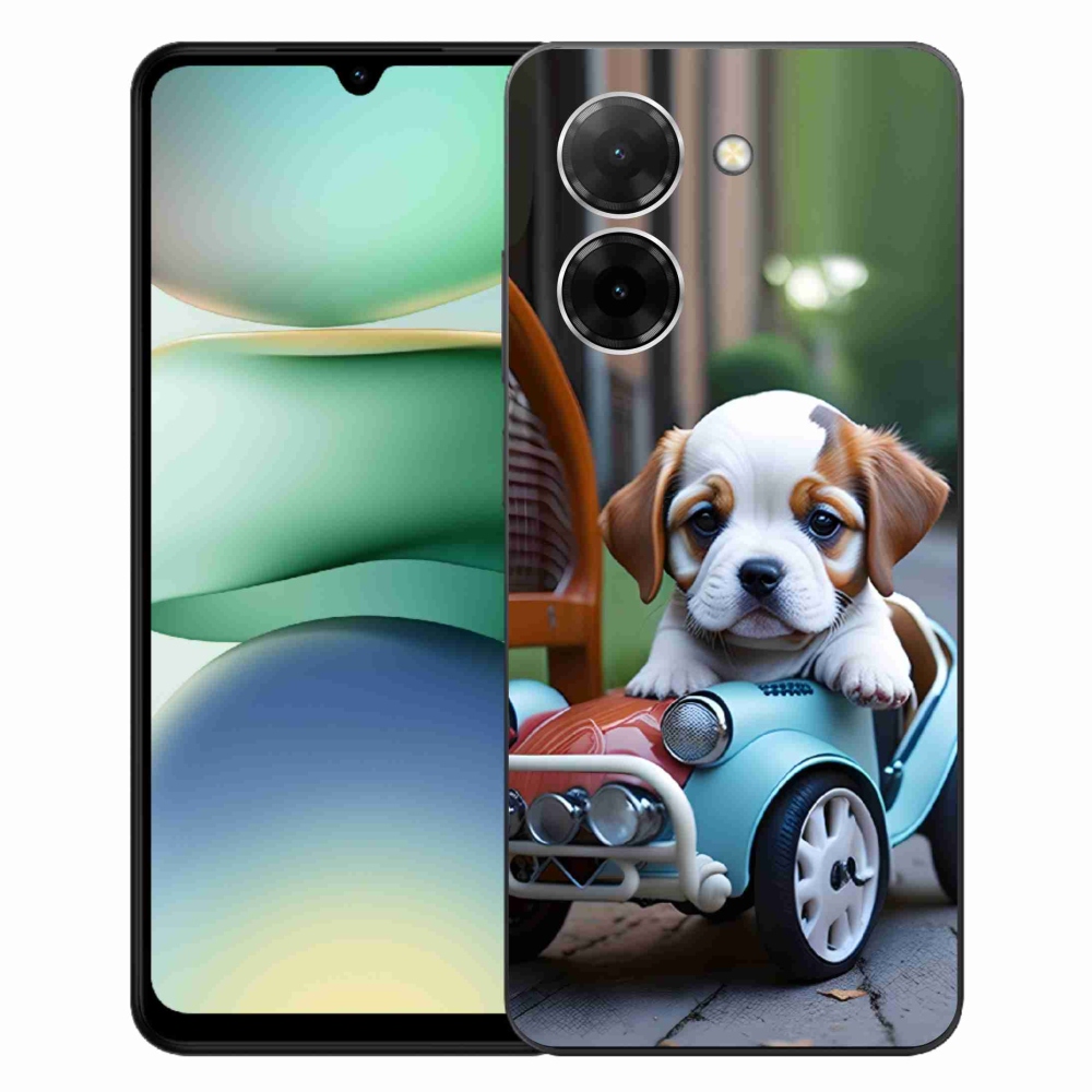 Gelový kryt mmCase na Xiaomi Redmi A5 171mm - štěně v retro autě