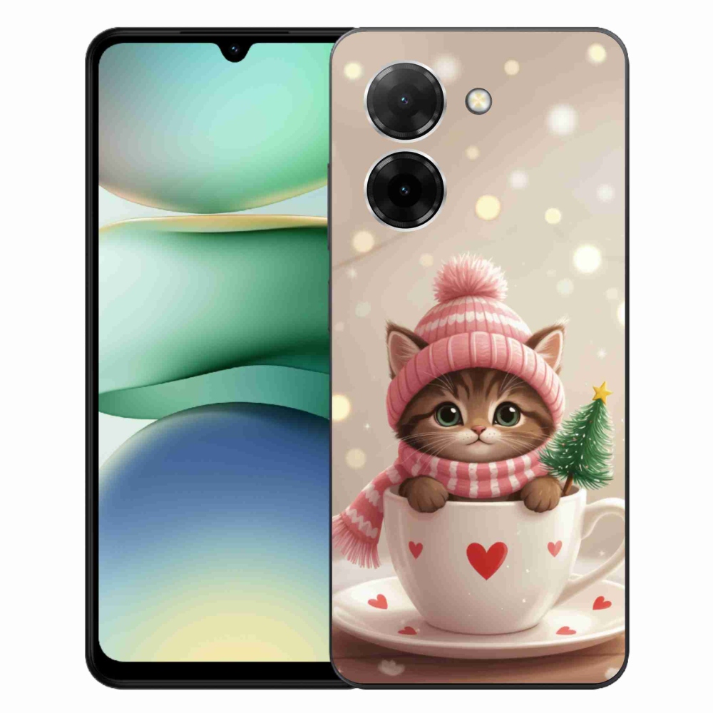 Gelový kryt mmCase na Xiaomi Redmi A5 171mm - vánoční kotě v hrnku