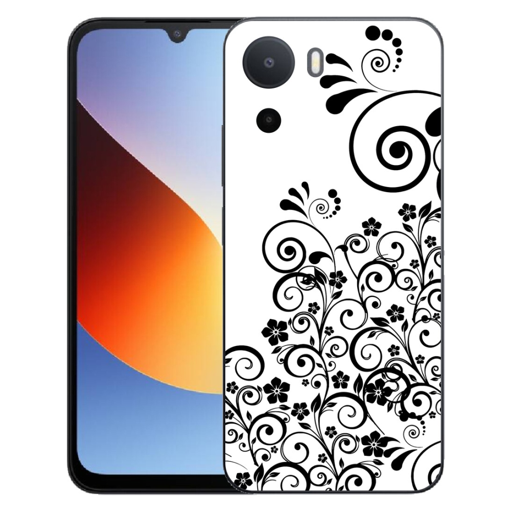 Gelový kryt mmCase na Xiaomi Redmi A7 Pro - černobílé květinové vzory
