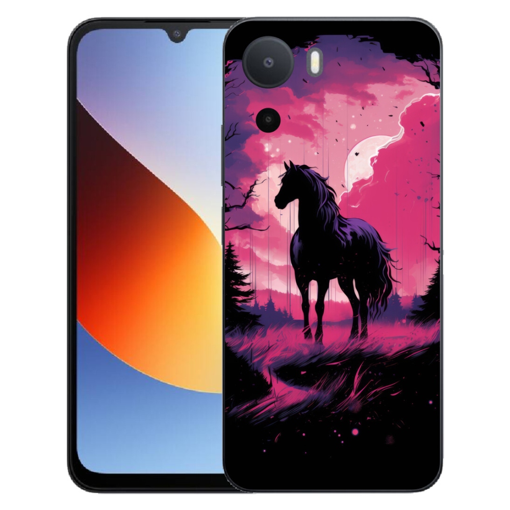 Gelový kryt mmCase na Xiaomi Redmi A7 Pro - černý kreslený kůň 1