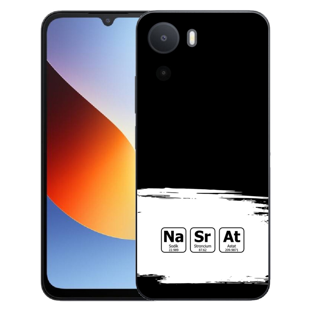 Gelový kryt mmCase na Xiaomi Redmi A7 Pro - chemické prvky bíločerné pozadí