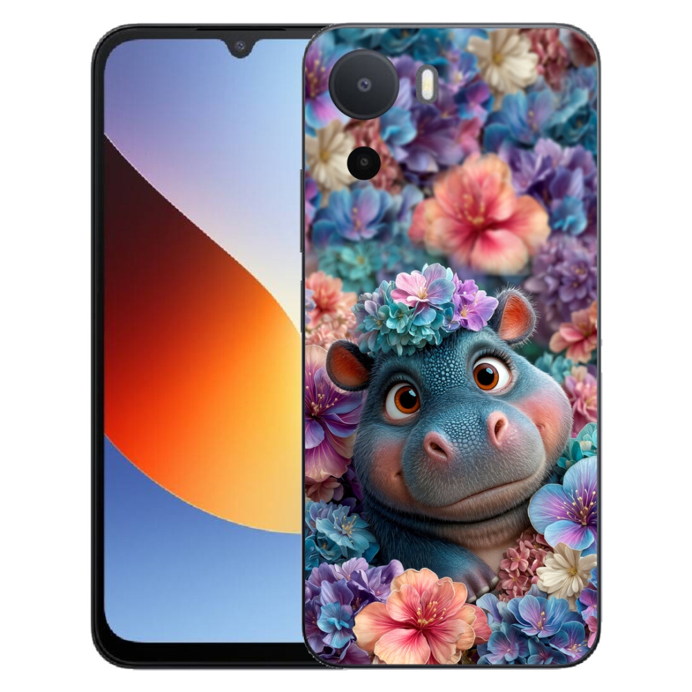 Gelový kryt mmCase na Xiaomi Redmi A7 Pro - hrošík v květinách
