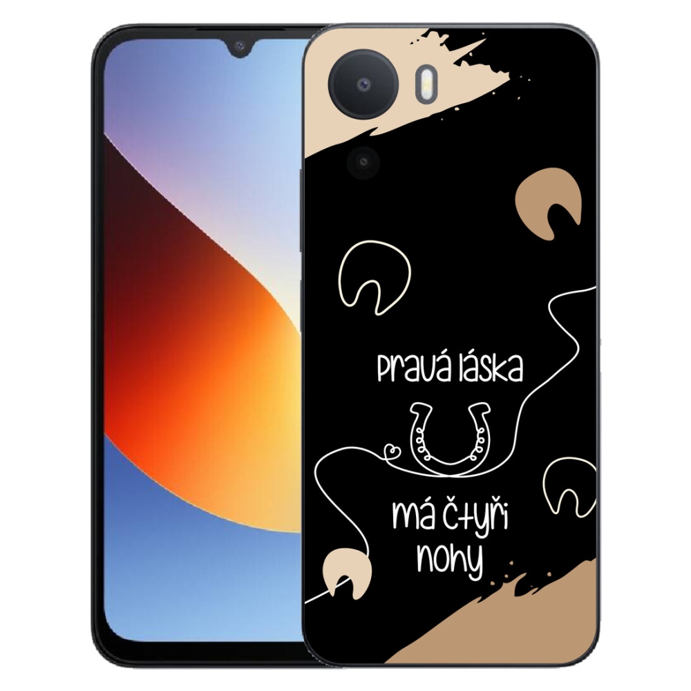 Gelový kryt mmCase na Xiaomi Redmi A7 Pro - koňský motiv černé pozadí