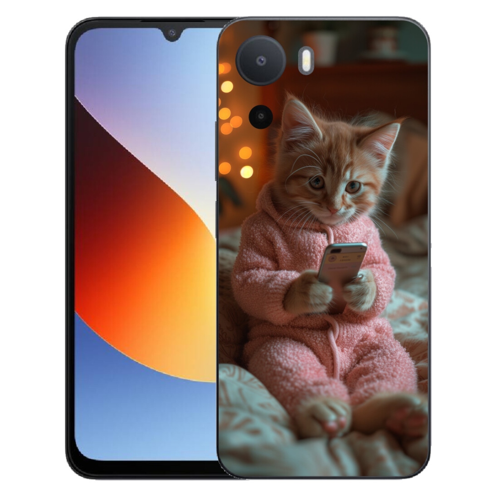 Gelový kryt mmCase na Xiaomi Redmi A7 Pro - kotě s mobilem
