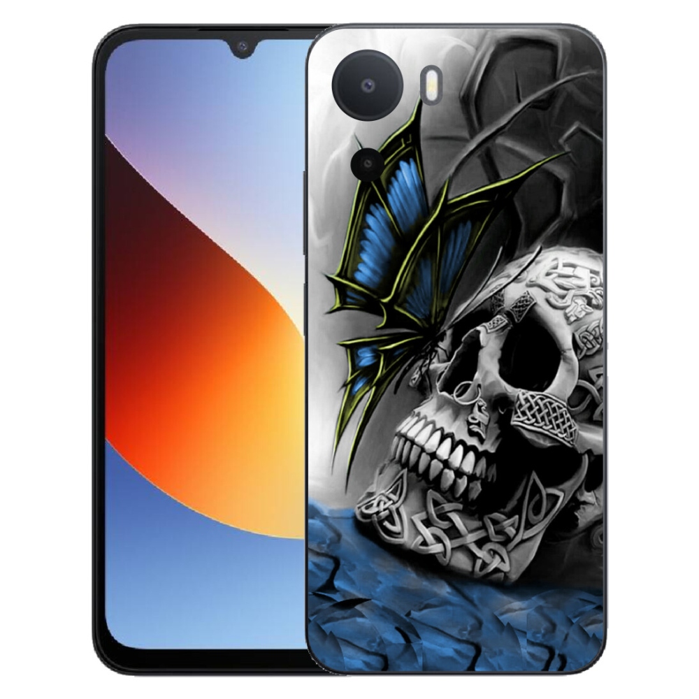 Gelový kryt mmCase na Xiaomi Redmi A7 Pro - motýl a lebka