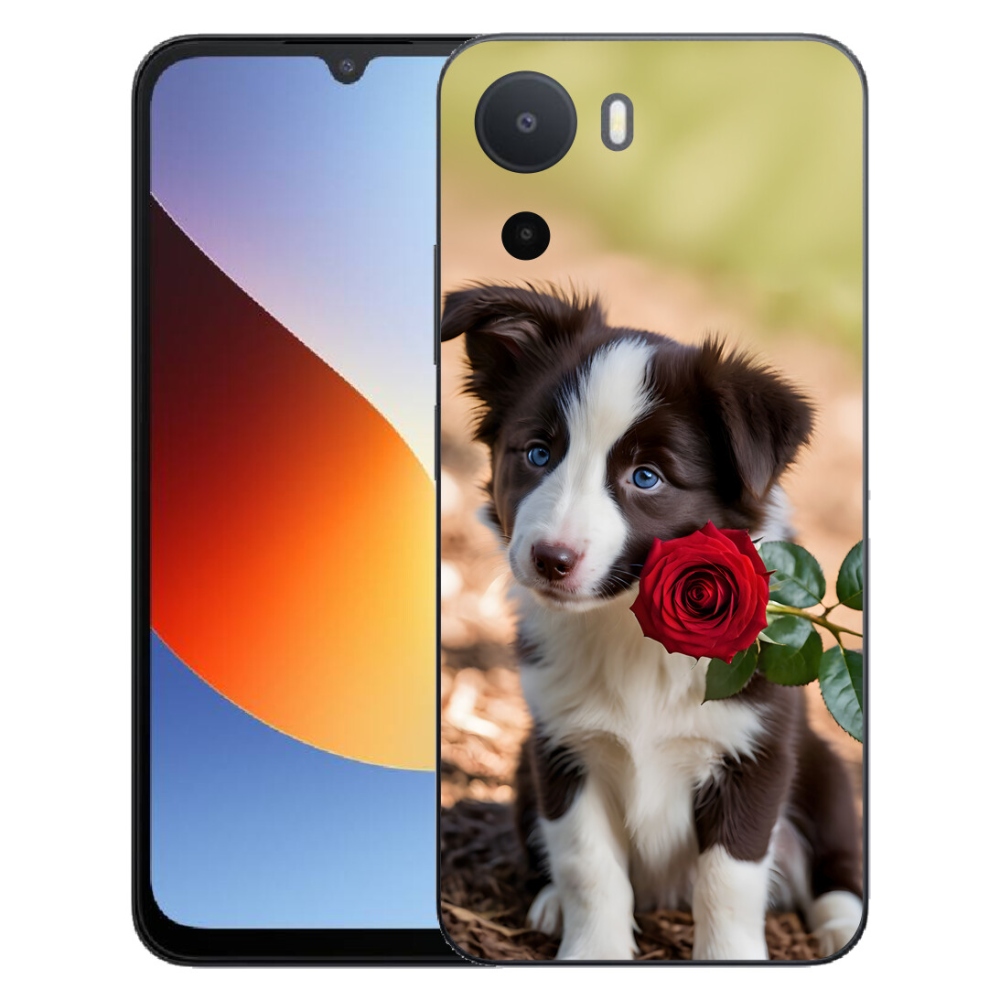 Gelový kryt mmCase na Xiaomi Redmi A7 Pro - roztomilá border kolie s růží