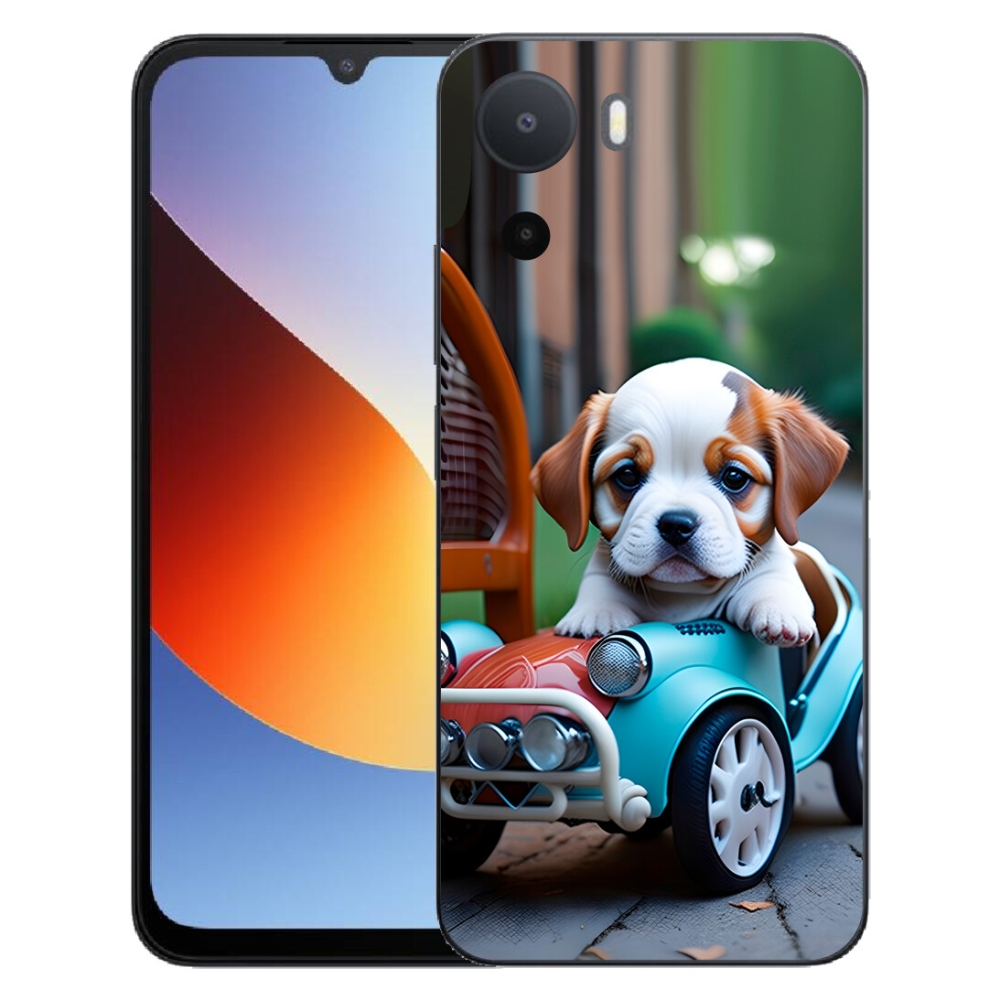 Gelový kryt mmCase na Xiaomi Redmi A7 Pro - štěně v retro autě