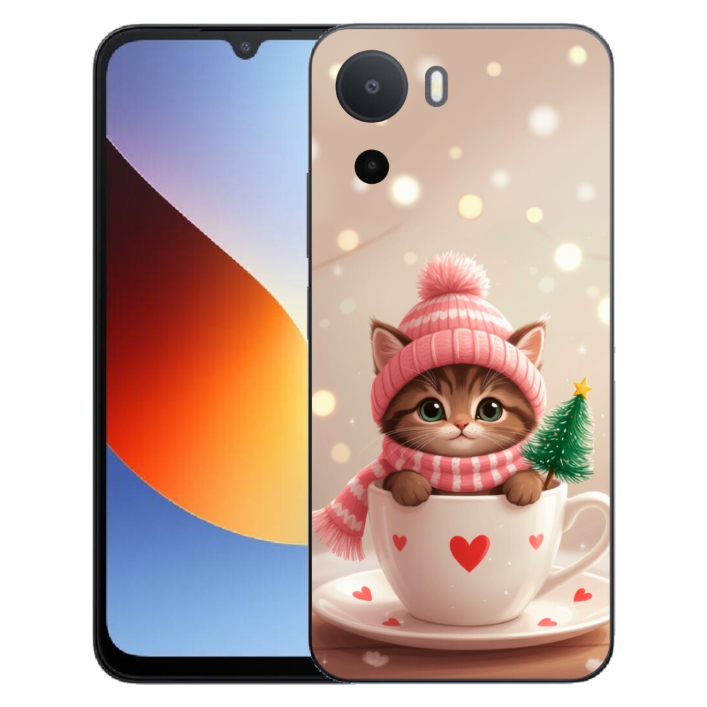 Gelový kryt mmCase na Xiaomi Redmi A7 Pro - vánoční kotě v hrnku