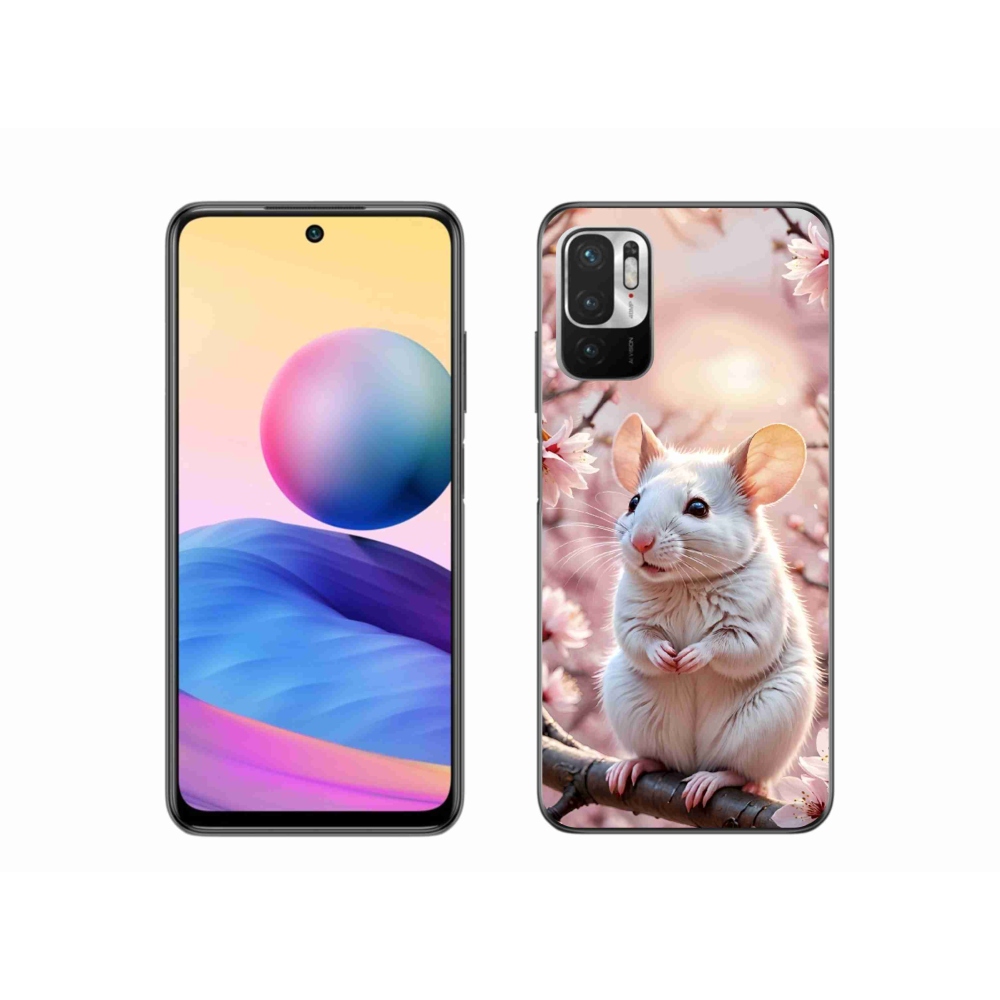 Gelový kryt mmCase na Xiaomi Redmi Note 10 5G - bílá myš na větvi