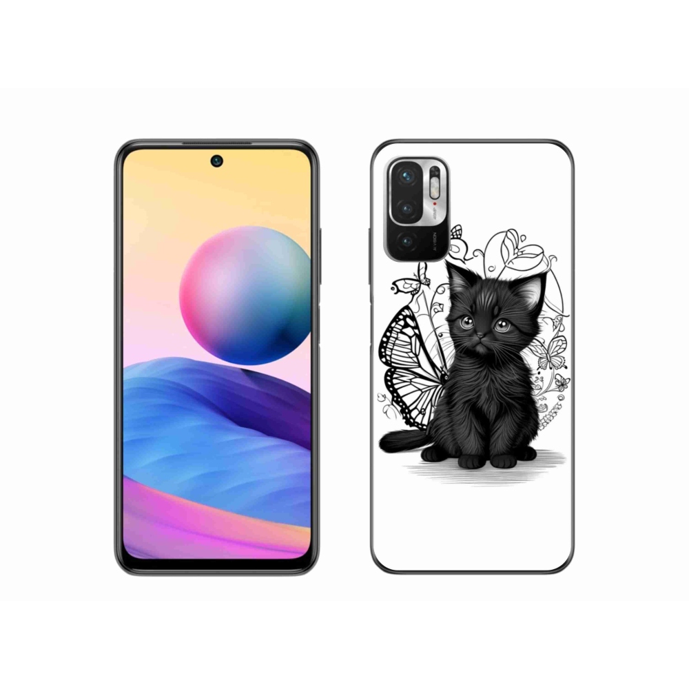 Gelový kryt mmCase na Xiaomi Redmi Note 10 5G - černé kotě
