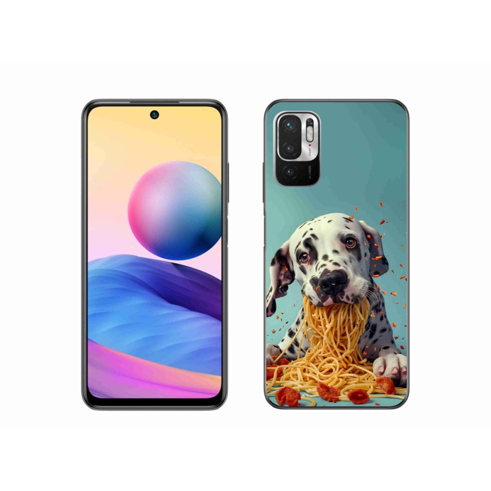 Gelový kryt mmCase na Xiaomi Redmi Note 10 5G - dalmatin a špagety