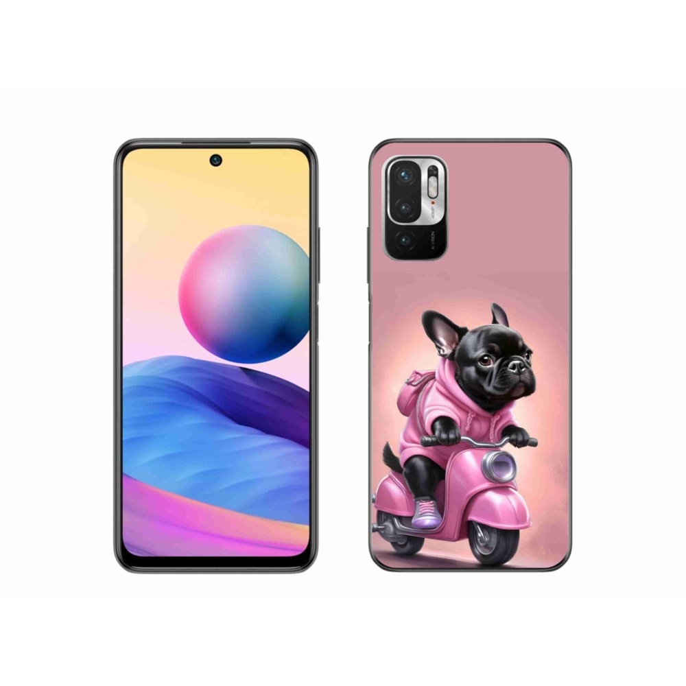 Gelový kryt mmCase na Xiaomi Redmi Note 10 5G - francouzský buldoček na skútru