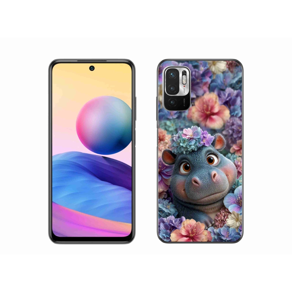 Gelový kryt mmCase na Xiaomi Redmi Note 10 5G - hrošík v květinách