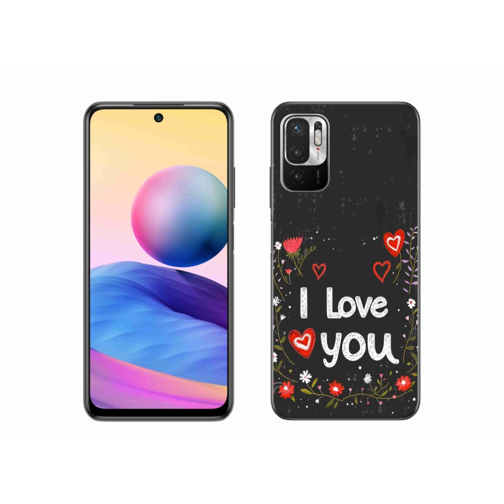 Gelový kryt mmCase na Xiaomi Redmi Note 10 5G - I love you černé pozadí