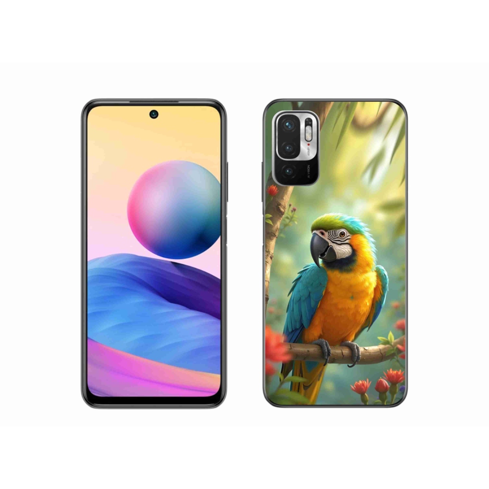 Gelový kryt mmCase na Xiaomi Redmi Note 10 5G - papoušek ara modrožlutá