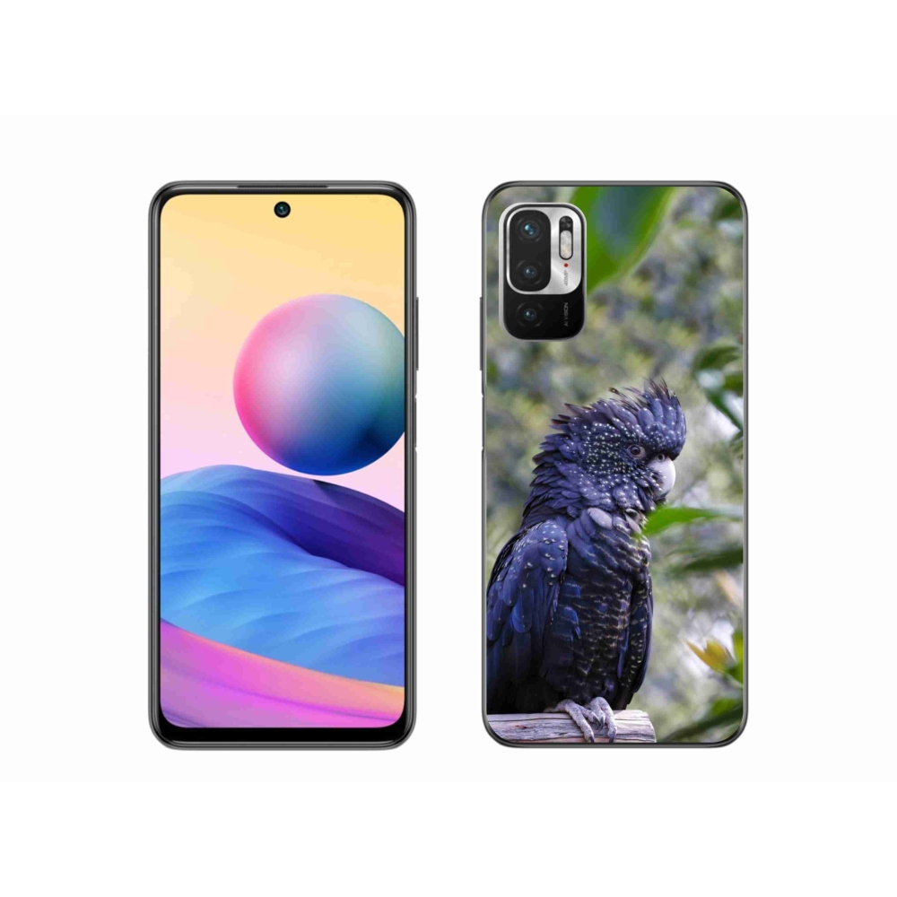 Gelový kryt mmCase na Xiaomi Redmi Note 10 5G - papoušek kakadu černý