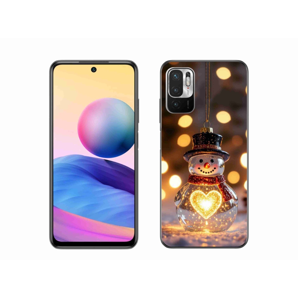 Gelový kryt mmCase na Xiaomi Redmi Note 10 5G - svítící vánoční sněhulák