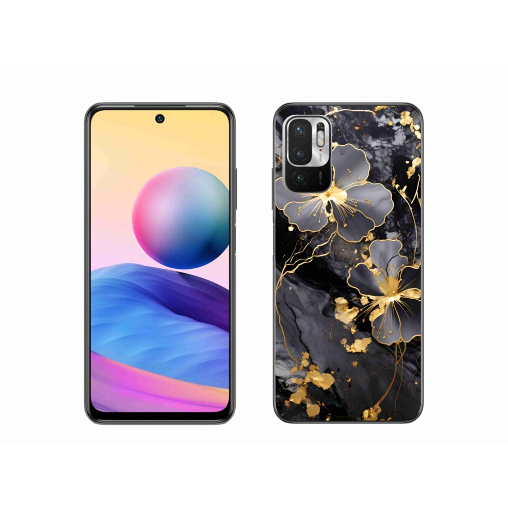 Gelový kryt mmCase na Xiaomi Redmi Note 10 5G - zlaté květy