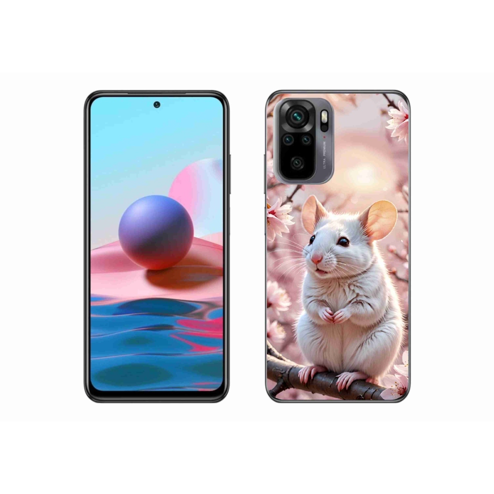 Gelový kryt mmCase na Xiaomi Redmi Note 10 - bílá myš na větvi