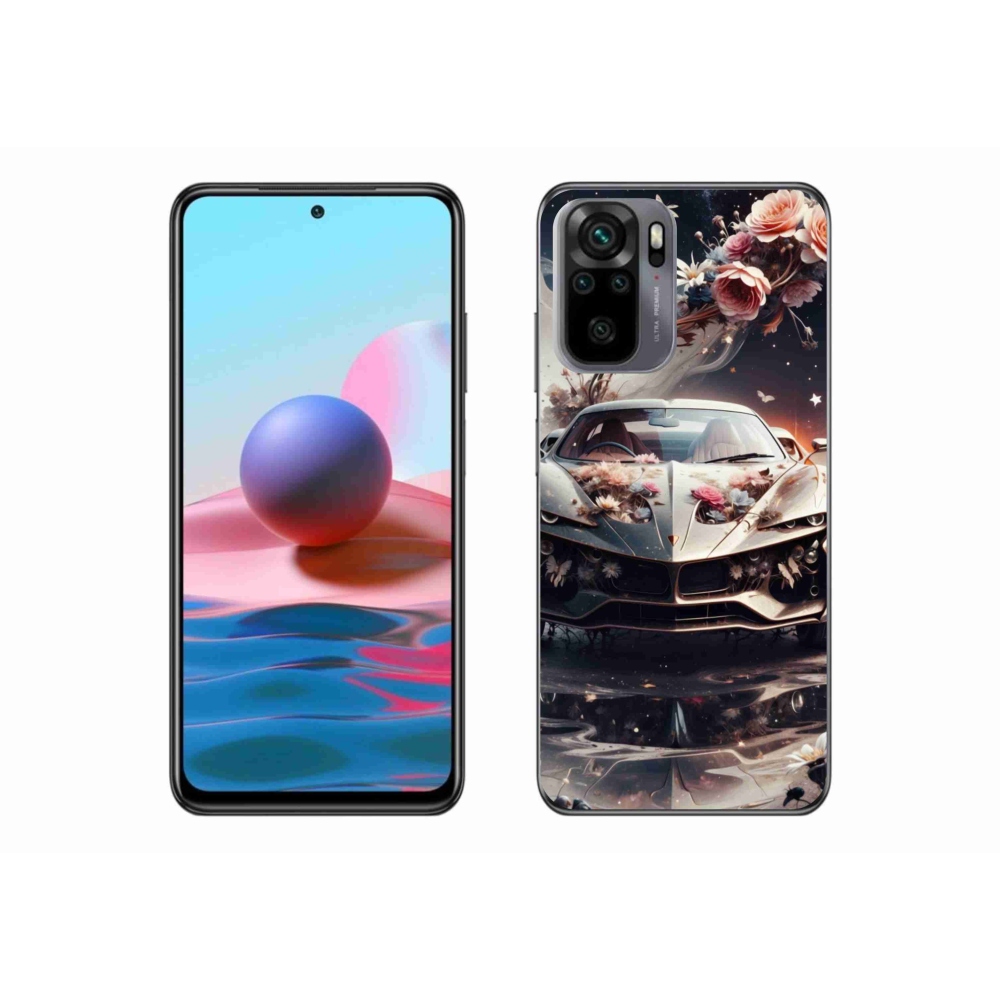 Gelový kryt mmCase na Xiaomi Redmi Note 10 - květinový sportovní vůz