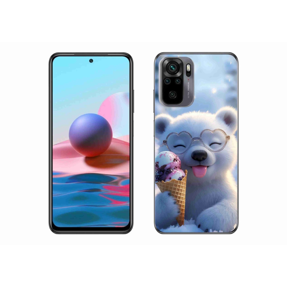 Gelový kryt mmCase na Xiaomi Redmi Note 10 - medvídek se zmrzlinou