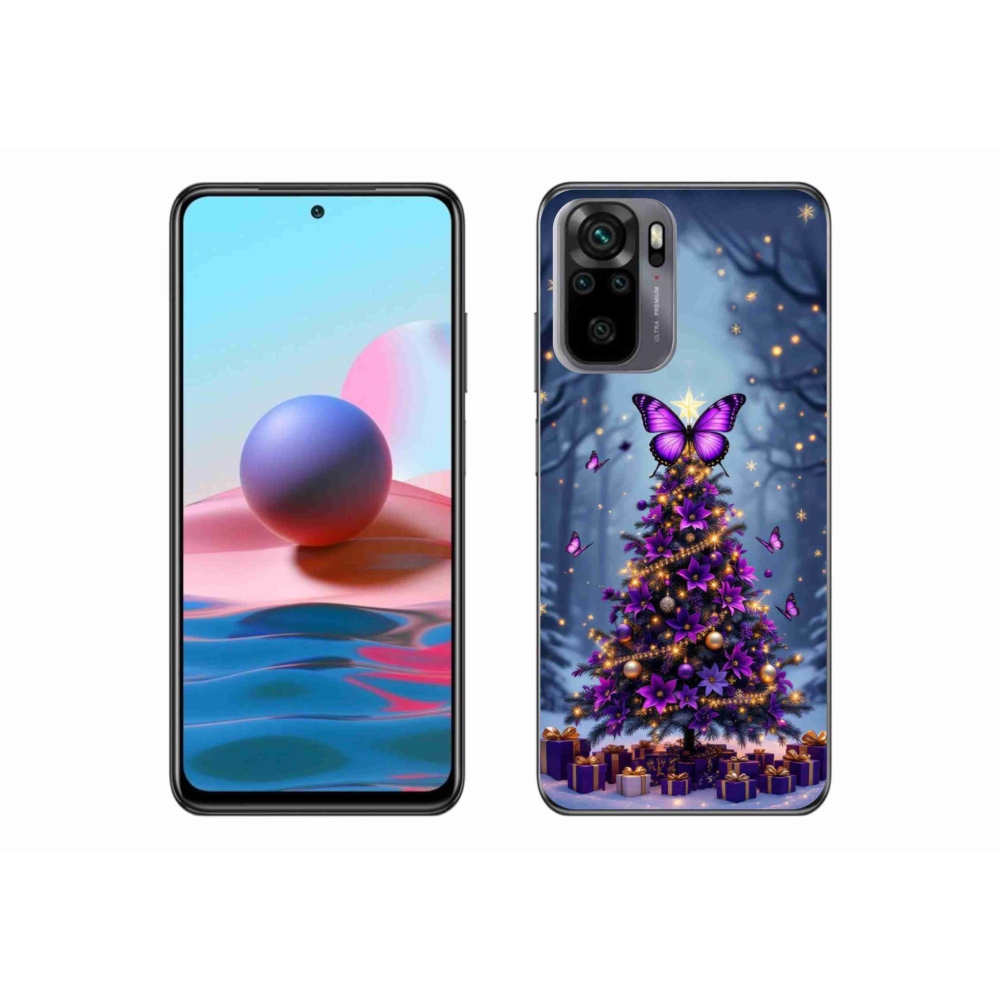 Gelový kryt mmCase na Xiaomi Redmi Note 10 - motýlí vánoční stromek