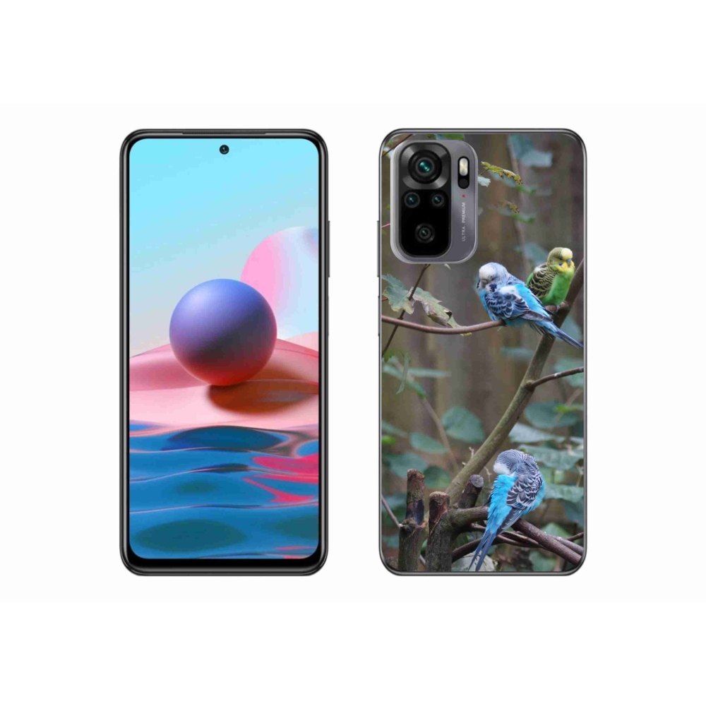 Gelový kryt mmCase na Xiaomi Redmi Note 10 - papoušci na větvi