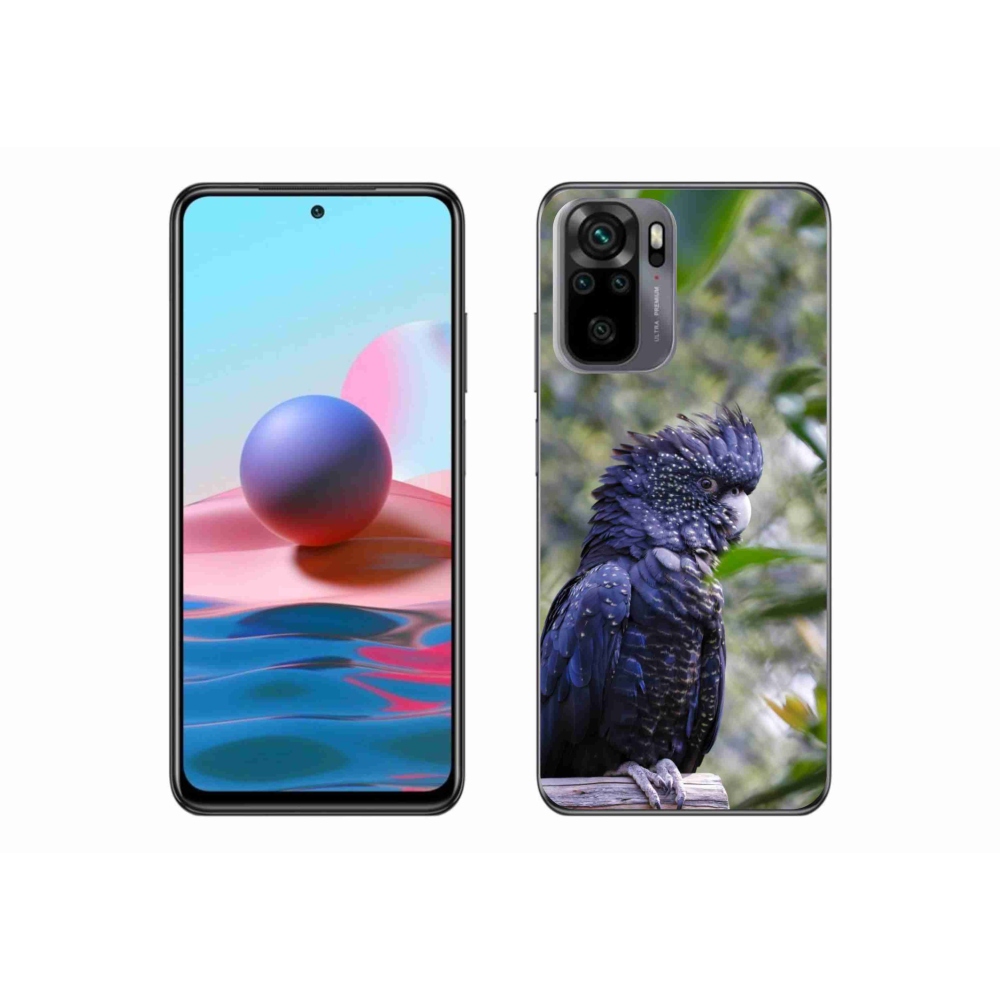 Gelový kryt mmCase na Xiaomi Redmi Note 10 - papoušek kakadu černý