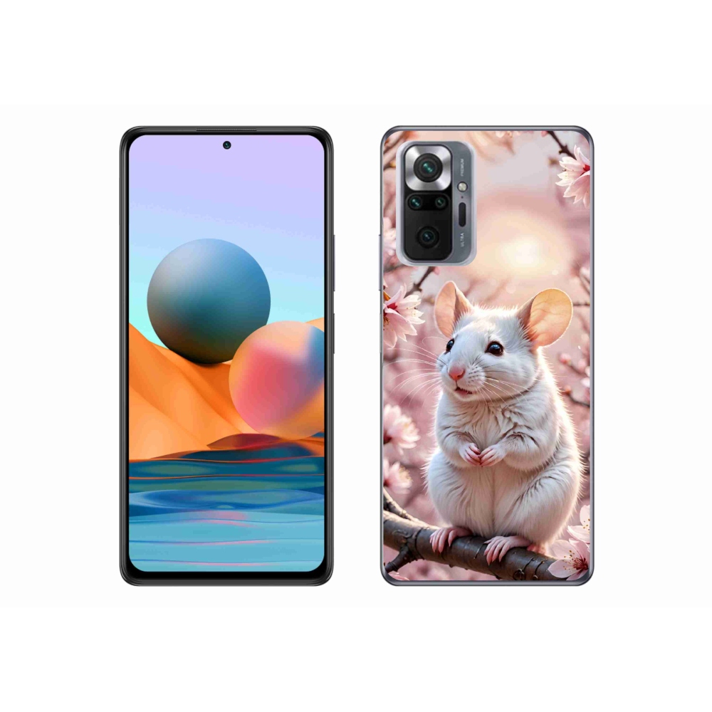 Gelový kryt mmCase na Xiaomi Redmi Note 10 Pro - bílá myš na větvi