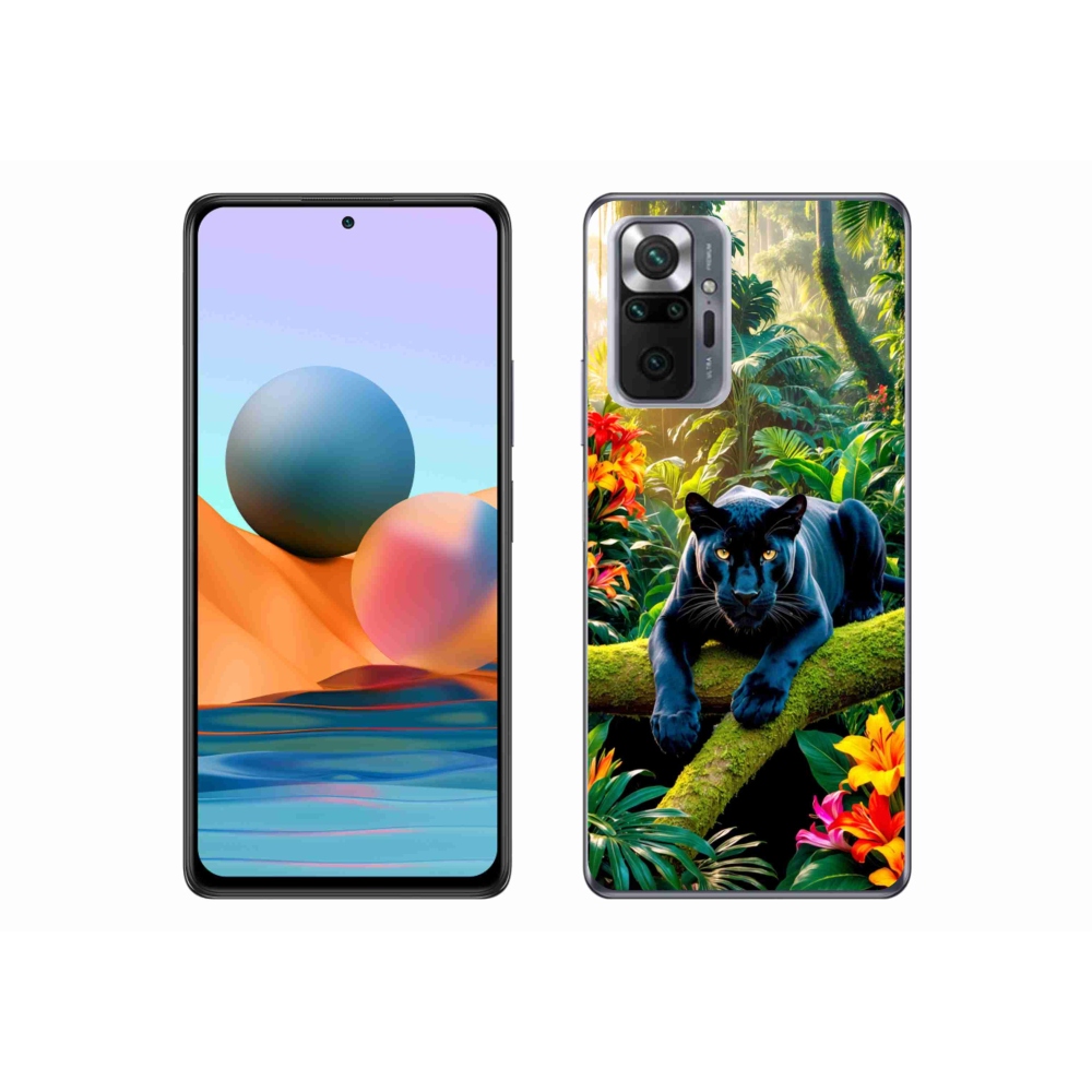 Gelový kryt mmCase na Xiaomi Redmi Note 10 Pro - černý panter v džungli