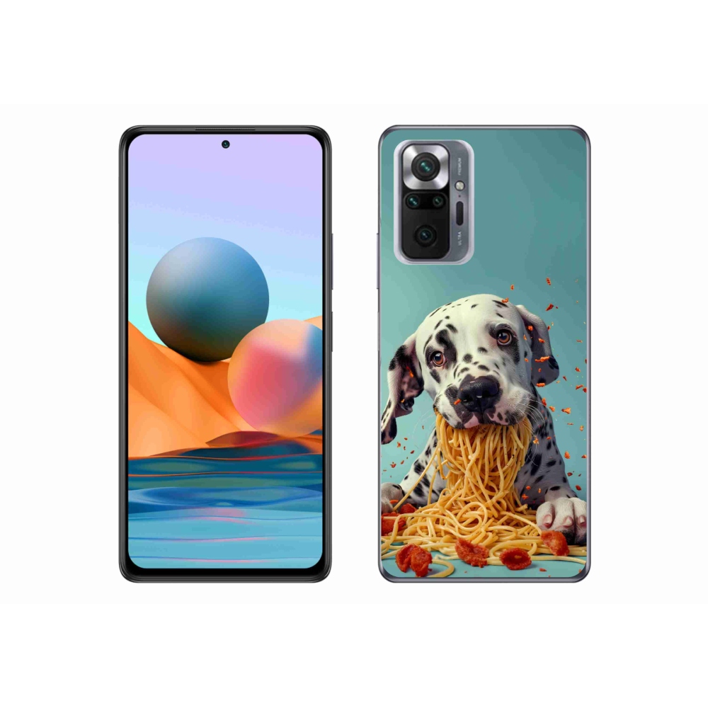 Gelový kryt mmCase na Xiaomi Redmi Note 10 Pro - dalmatin a špagety