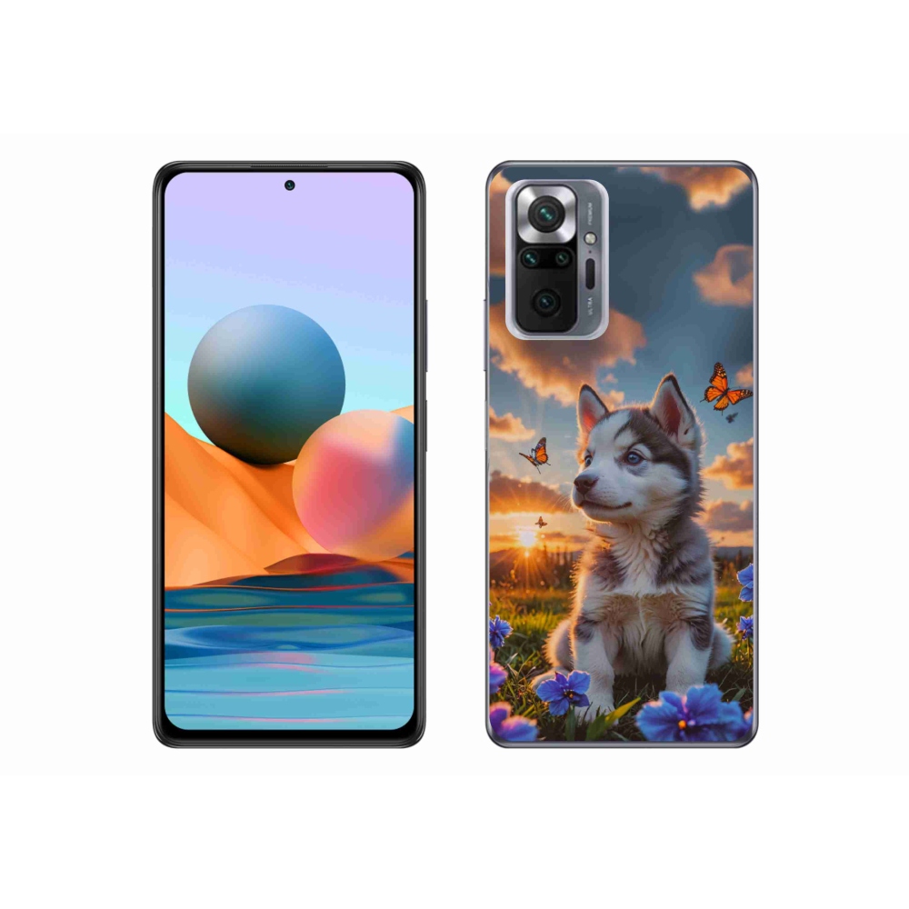 Gelový kryt mmCase na Xiaomi Redmi Note 10 Pro - husky při západu slunce