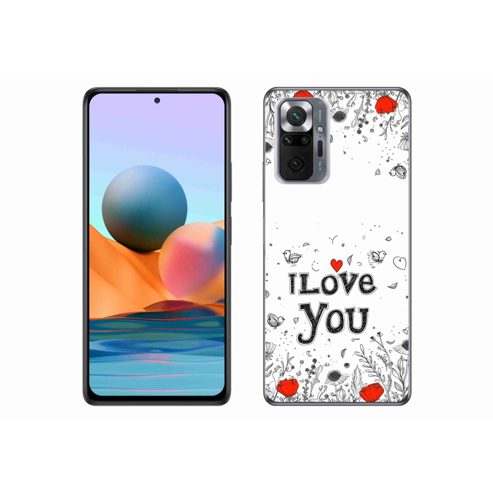 Gelový kryt mmCase na Xiaomi Redmi Note 10 Pro - I love you bílé pozadí