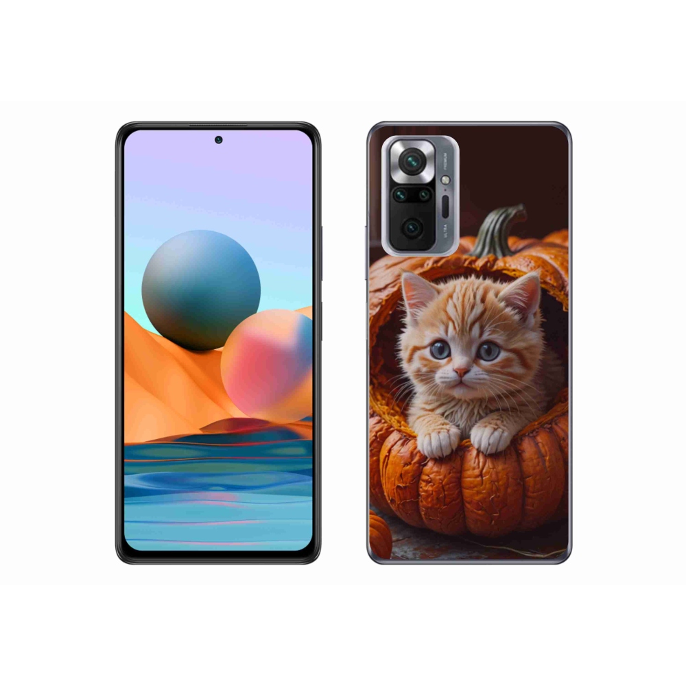 Gelový kryt mmCase na Xiaomi Redmi Note 10 Pro - kotě a dýně 2