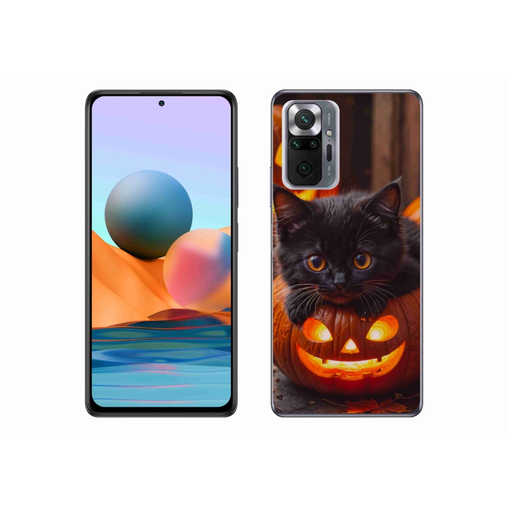Gelový kryt mmCase na Xiaomi Redmi Note 10 Pro - kotě a dýně