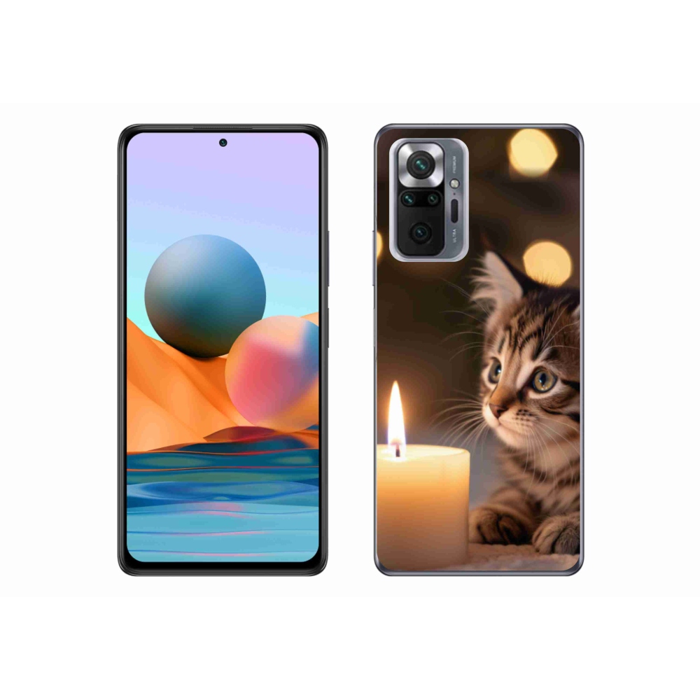 Gelový kryt mmCase na Xiaomi Redmi Note 10 Pro - kotě a svíčka