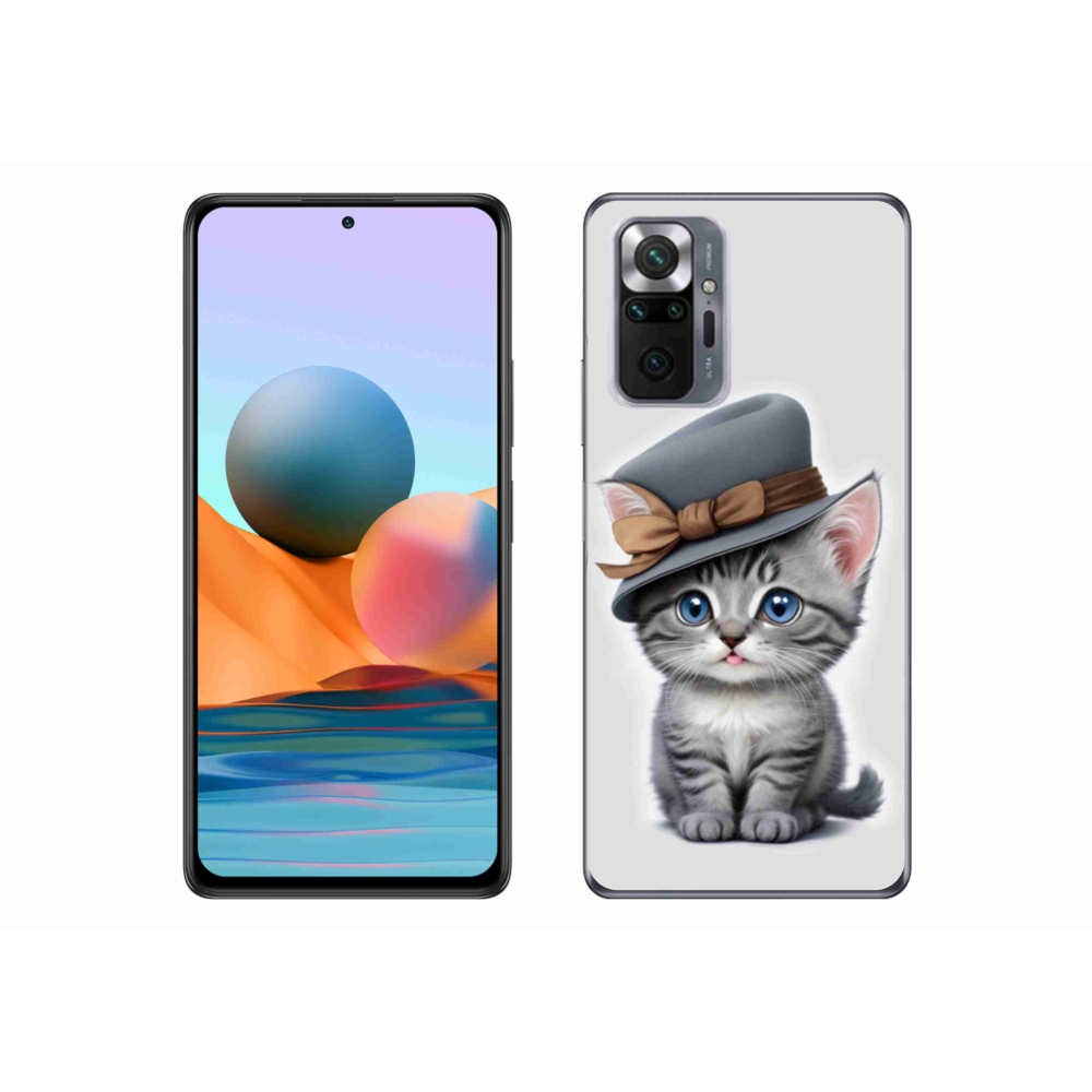 Gelový kryt mmCase na Xiaomi Redmi Note 10 Pro - kotě s kloboukem