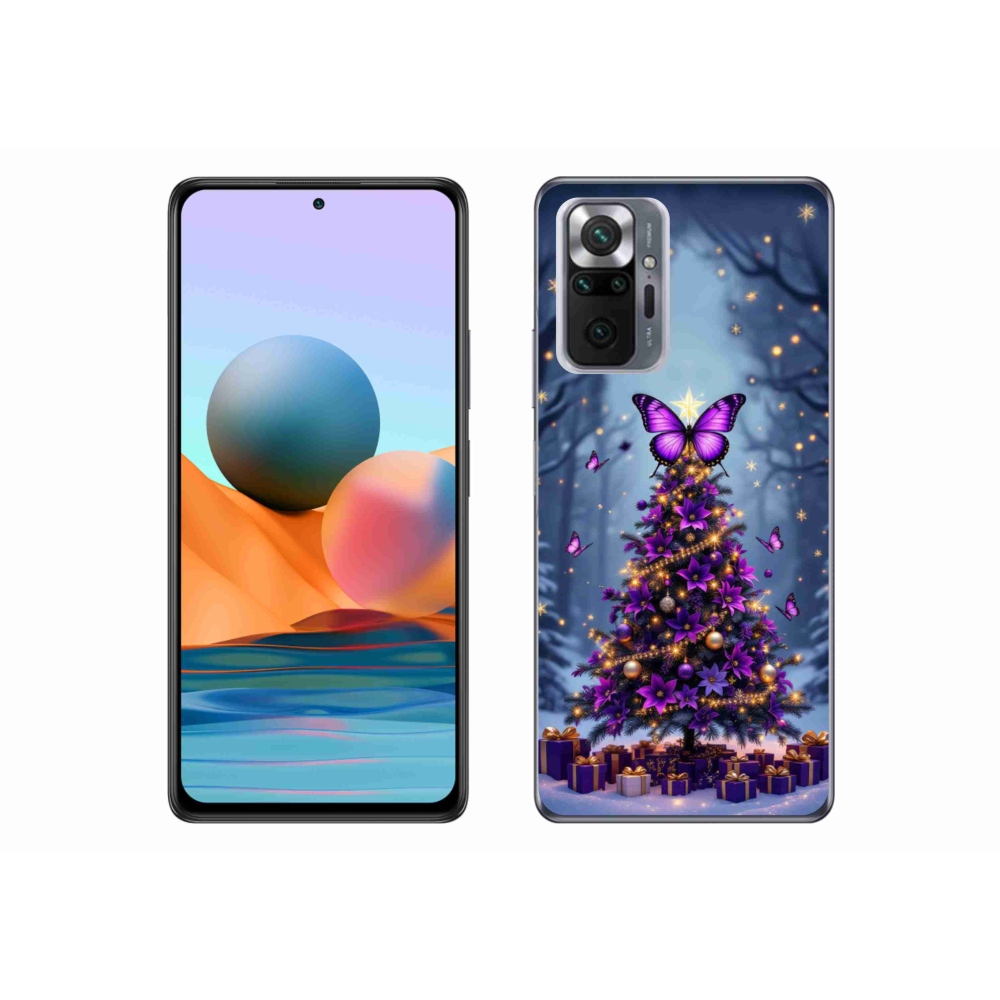 Gelový kryt mmCase na Xiaomi Redmi Note 10 Pro - motýlí vánoční stromek