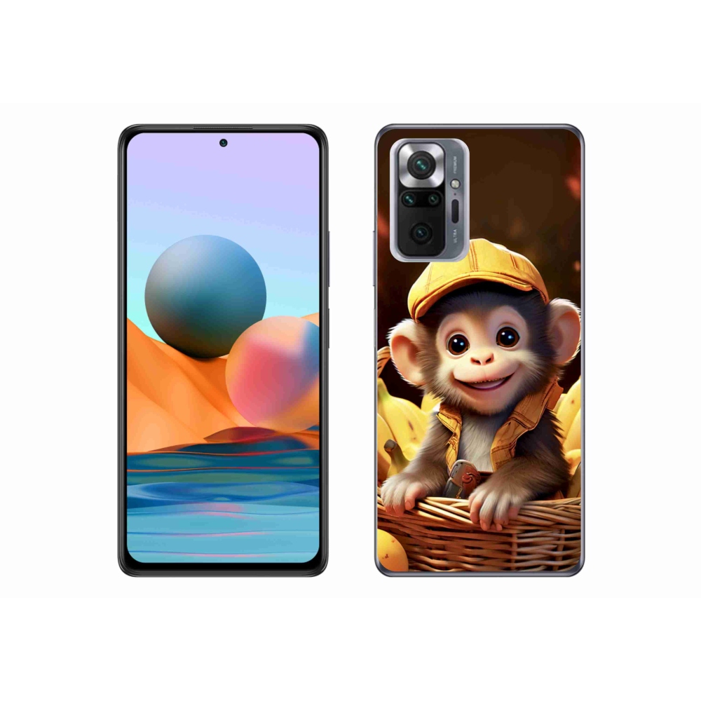 Gelový kryt mmCase na Xiaomi Redmi Note 10 Pro - opice v košíku