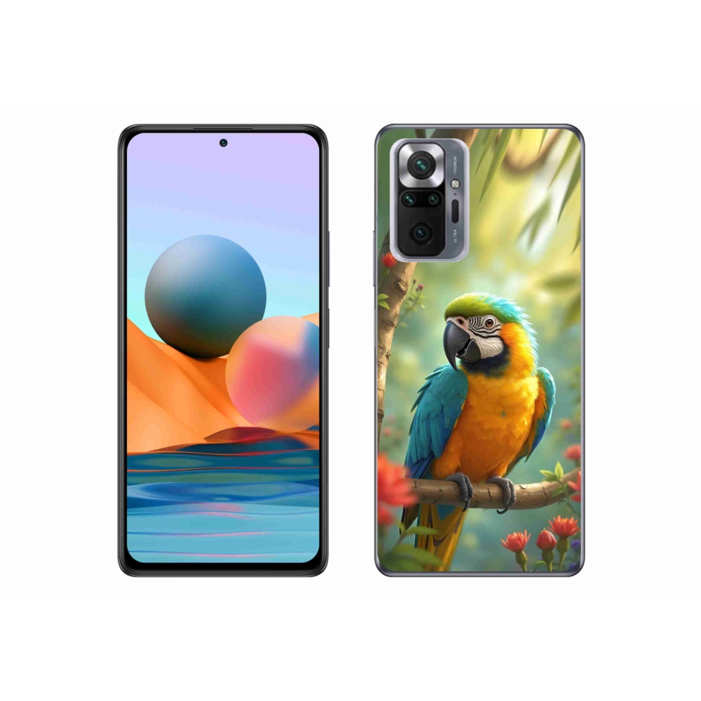 Gelový kryt mmCase na Xiaomi Redmi Note 10 Pro - papoušek ara modrožlutá
